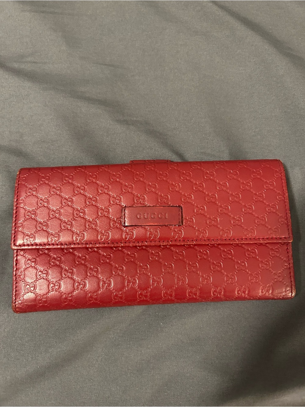 Gucci Red Embossed GG Leather Long Wallet